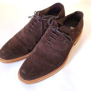 Joseph Abboud Men's Dark Brown Leather Suede Plain Toe Oxford Shoes - Size 8.5
